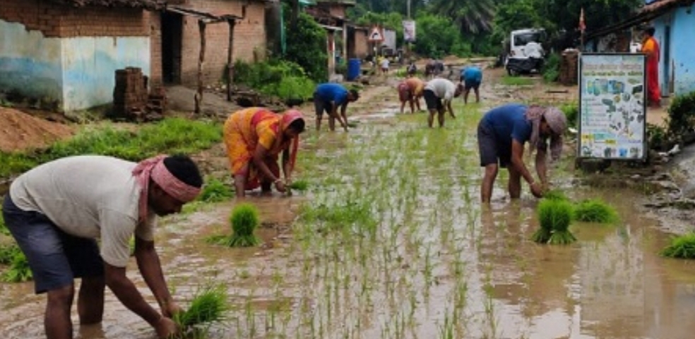 ये है PMGSY रोड का हाल, मरम्मत की मांग को लेकर ग्रामीणों ने किया अनोखा प्रदर्शन